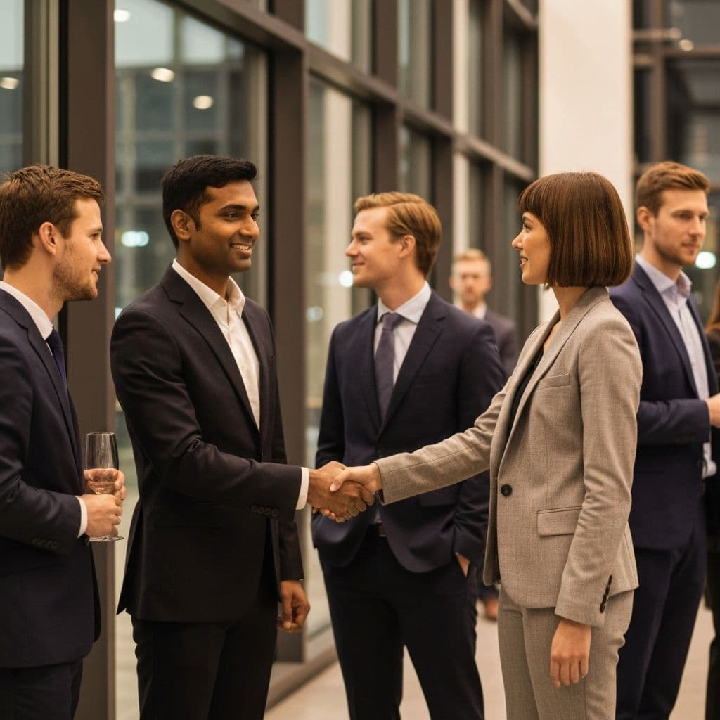 Business professionals networking at an event
